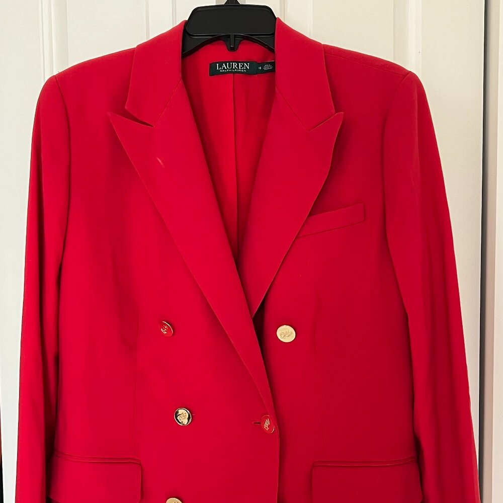 Ralph Lauren red double breasted jacket with gold buttons (size 12)